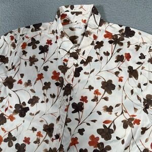 Abercrombie & Fitch Shirt Mens Large Cream Brown Floral Button Down Camp Casual